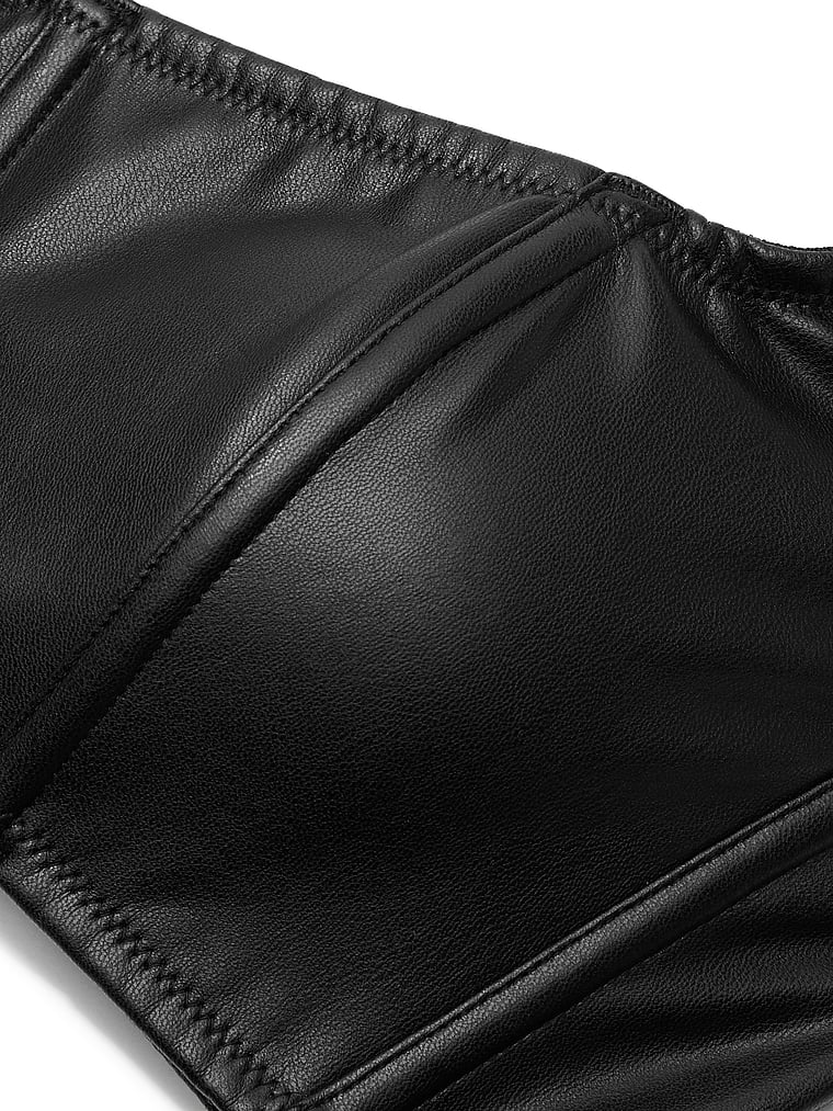 Victoria's Secret, Very Sexy Faux Leather Mini Corset Top, Black, offModelBack, 5 of 5