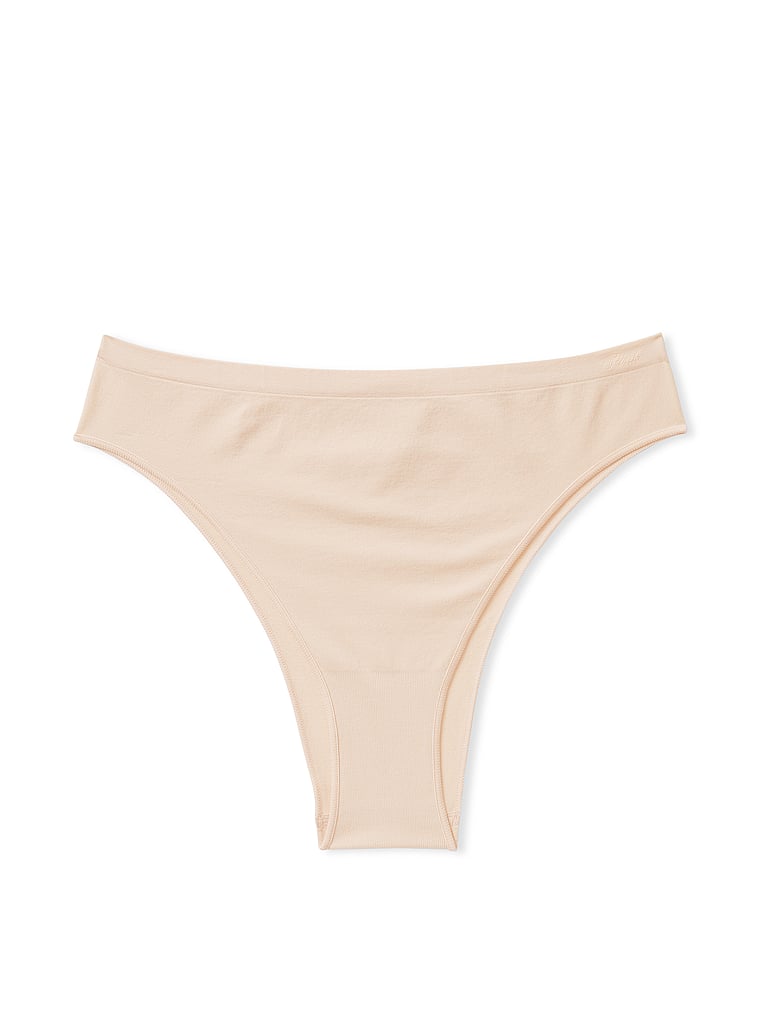 PINK Seamless Brazilian Panty, Marzipan, offModelFront, 3 of 3