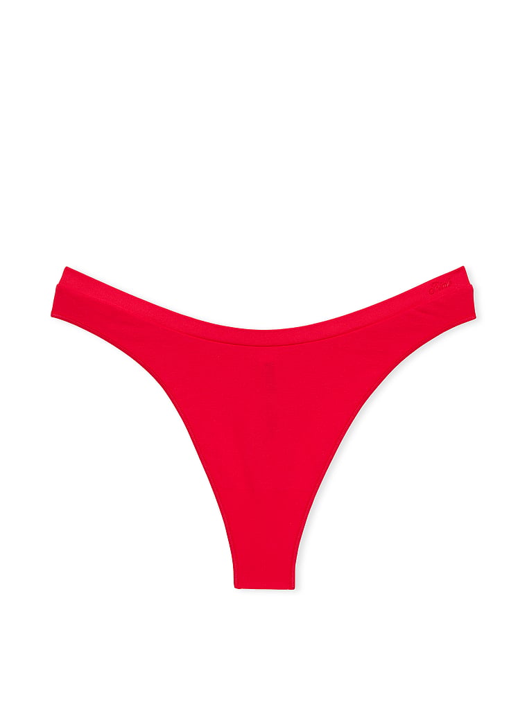 PINK Seamless High-Leg Thong Panty, Red Pepper, offModelFront, 3 of 3