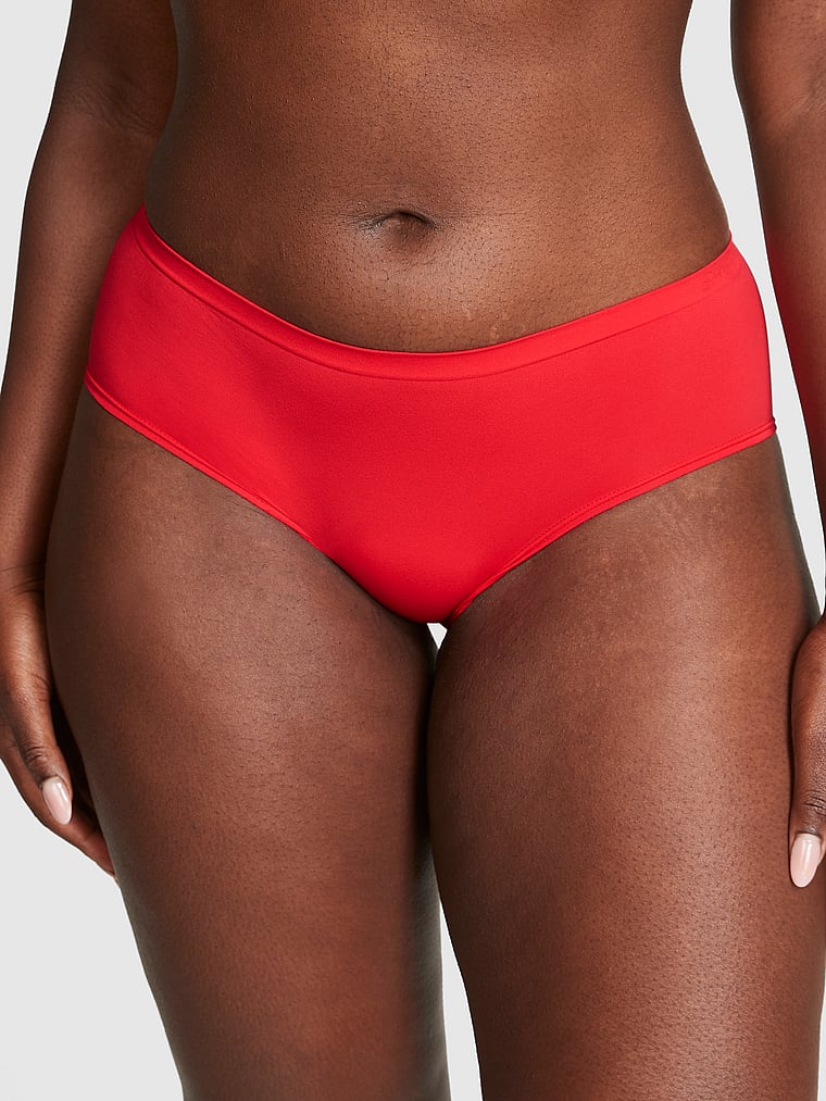 PINK Seamless Hiphugger Panty, Red Pepper, onModelFront, 1 of 3 Fanta is 5'11" and wears Large