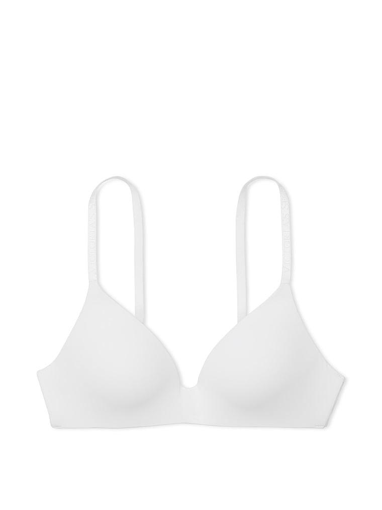 Victoria's Secret, The T-shirt Lightly Lined Wireless Bra, VS White, offModelFront, 3 of 3