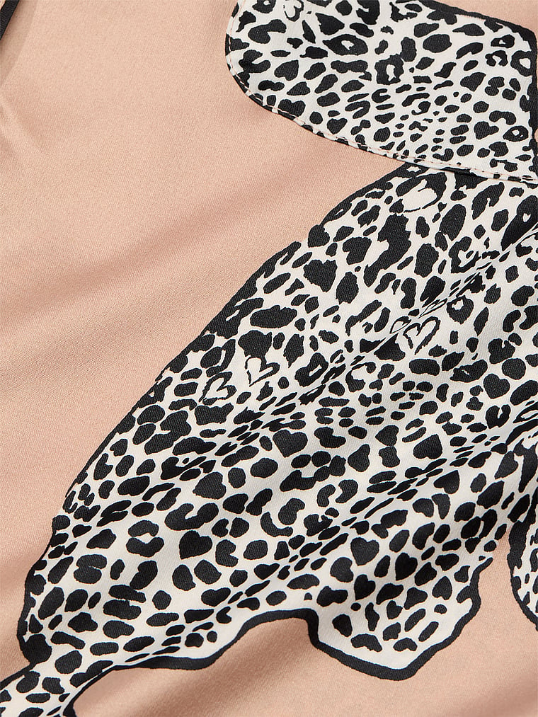 Victoria's Secret, Victoria's Secret Satin Short Pajama Set, Evening Blush Leopards, detail, 4 of 4