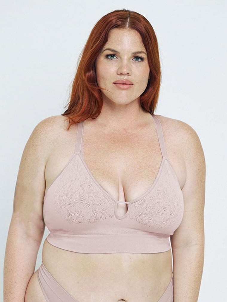 Victoria's Secret, MINDD Deep V-Notch Bra, Vintage Rose, onModelSide, 3 of 4