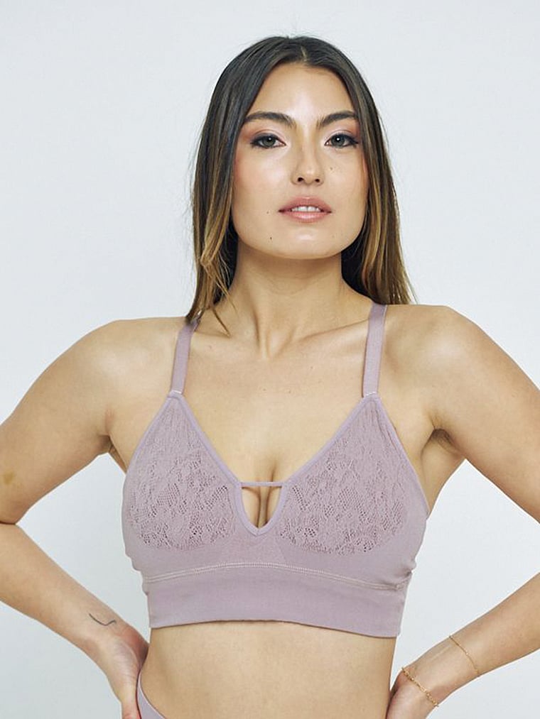 Victoria's Secret, MINDD Deep V-Notch Bra, Champagne, onModelSide, 3 of 4