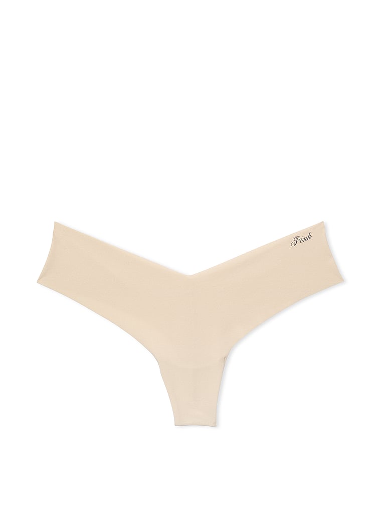 PINK No-Show High-Leg Thong Panty, Marzipan, offModelFront, 3 of 3