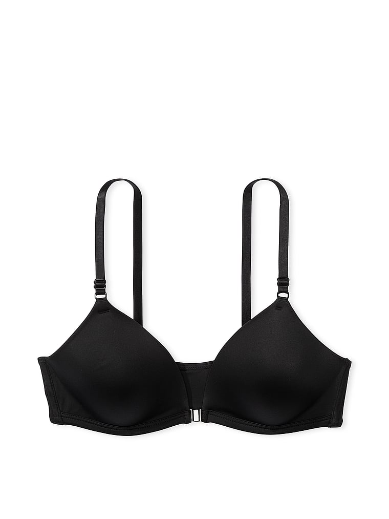 PINK Wear Everywhere Adaptive Wear Everywhere Wireless Front-Close Bra, Black, offModelFront, 4 of 5