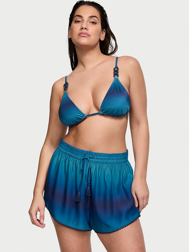 Victoria's Secret, Victoria's Secret Swim Cover-Up Shorts, Blue Ombre, onModelFront, 1 of 3 Lorena is 5'9" or 175cm and wears Large