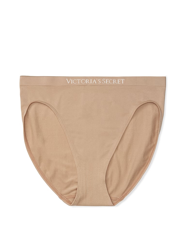 Victoria's Secret, Seamless Seamless High-Leg Brief Panty, Praline, offModelFront, 4 of 4