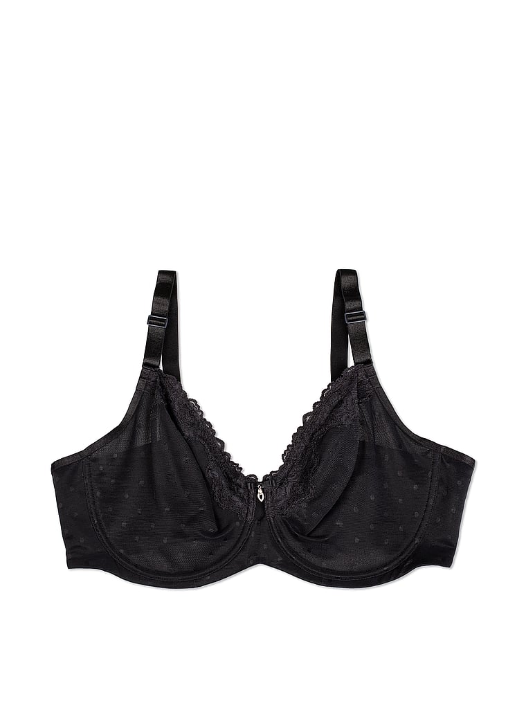 Victoria's Secret, Curvy Couture Sheer Whisper Unlined Underwire Bra, Black, detail, 3 of 3