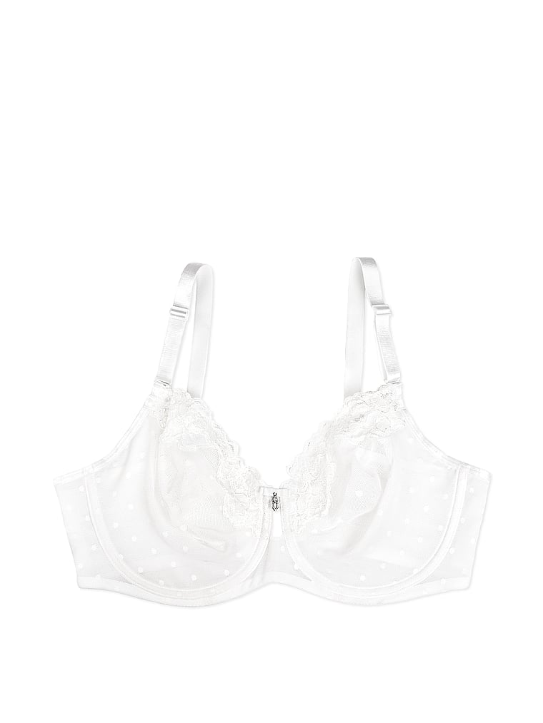 Victoria's Secret, Curvy Couture Sheer Whisper Unlined Underwire Bra, White, detail, 3 of 3