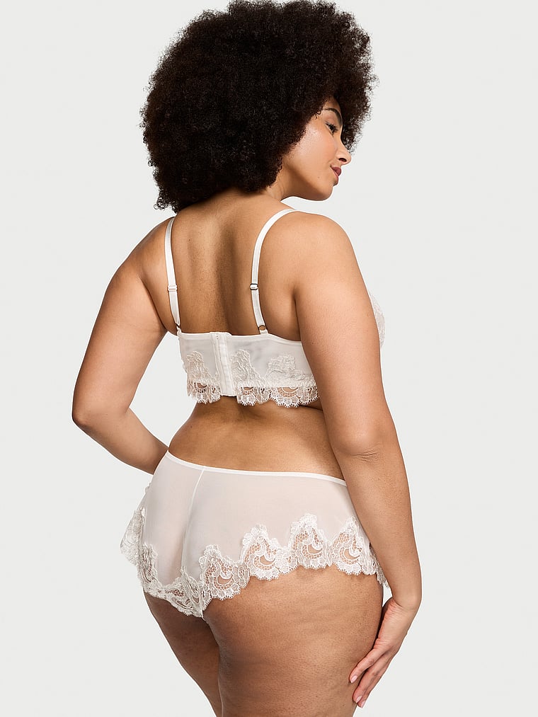 Victoria's Secret, Victoria's Secret Boho Floral Embroidery Bralette & Panty Set, White/Ivory, onModelBack, 2 of 3 Shadia is 5'11" and wears Extra Extra Large