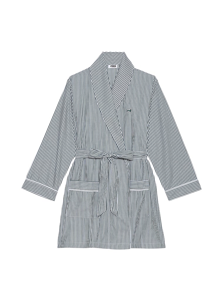 PINK Cotton Poplin Short Robe | Hamilton Place