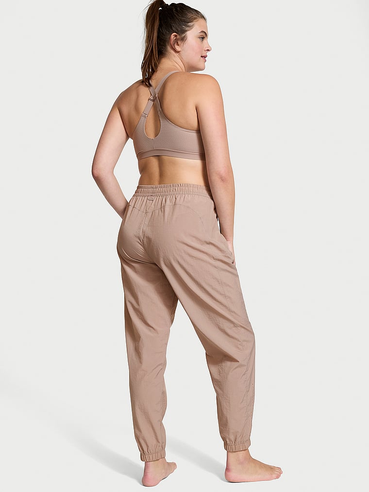 Victoria's Secret, VSX Parachute Weekend Jogger Pant, Bare Taupe, onModelBack, 4 of 4 Abbey is 5'10" and wears Medium