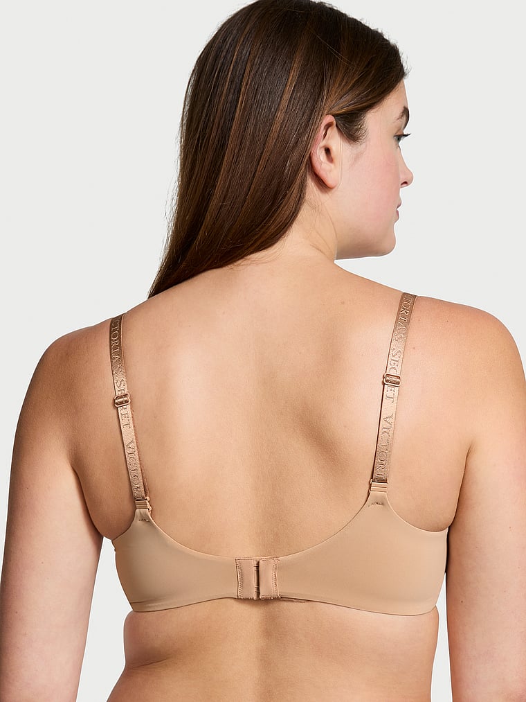 Victoria's Secret, The T-shirt Lightly Lined Smooth Demi Bra, Praline, onModelBack, 2 of 3 Abbey is 5'10" or 178cm and wears 34DD (E) or Medium