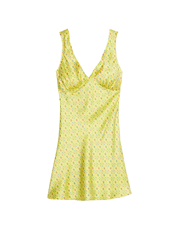 PINK by Frankies Bikinis Springtime Satin Dress, Beachside Bouquet, offModelFront, 3 of 3