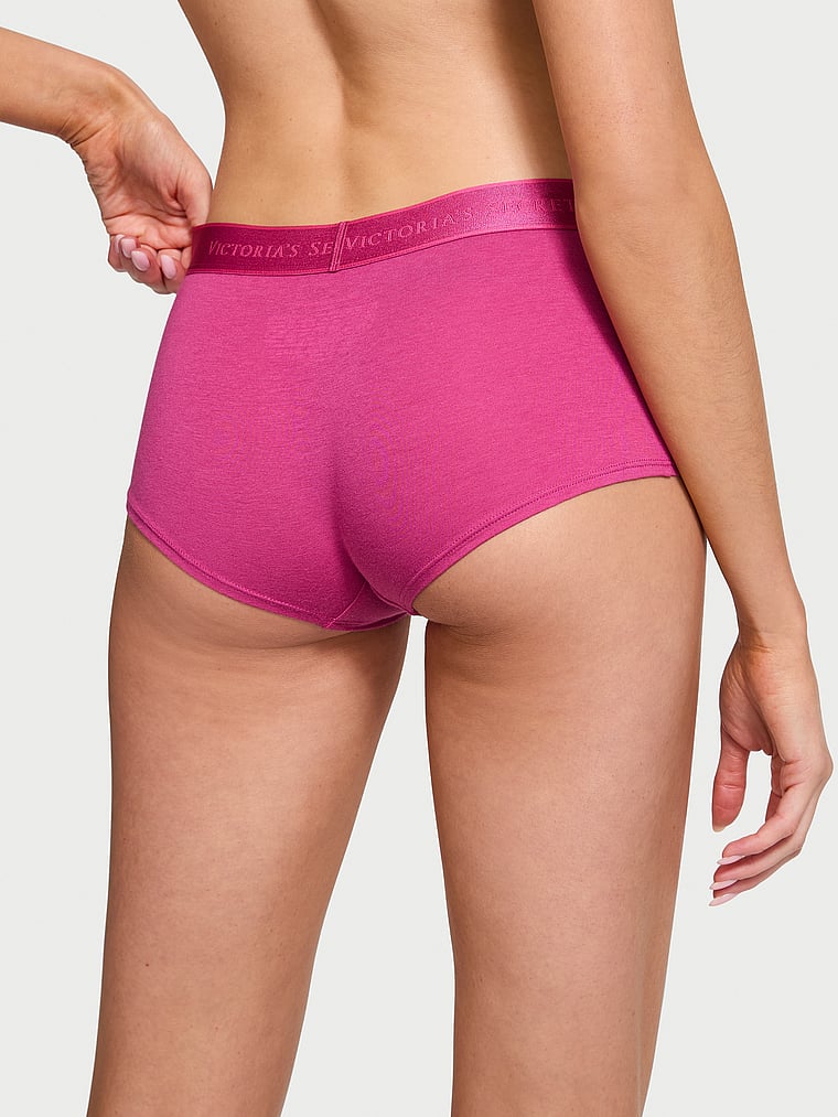 Victoria's Secret, Cotton Logo Cotton Boyshort Panty, Luscious Rose, onModelBack, 2 of 3 Kennidy is 5'11" or 180cm and wears Small