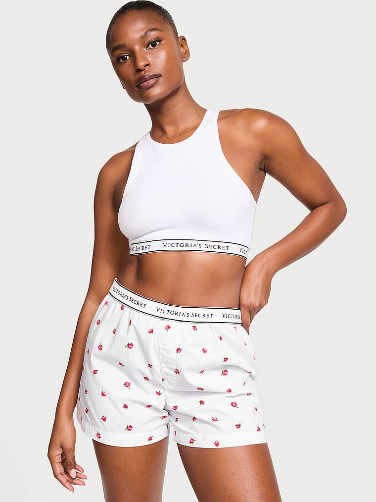 Victoria's Secret, Victoria's Secret Heritage Cotton Boxer Shorts, Rosebuds, onModelFront, 1 of 3 Tsheca  is 5'9" or 175cm and wears Small