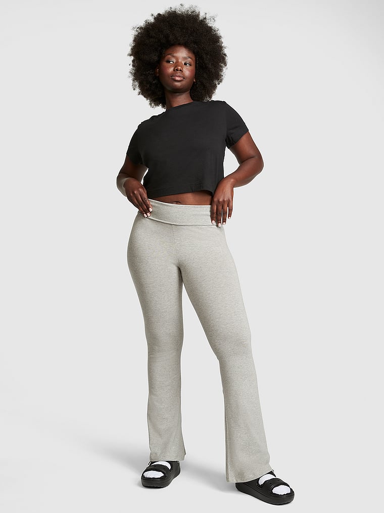 All-Day Cotton Foldover Flare Leggings