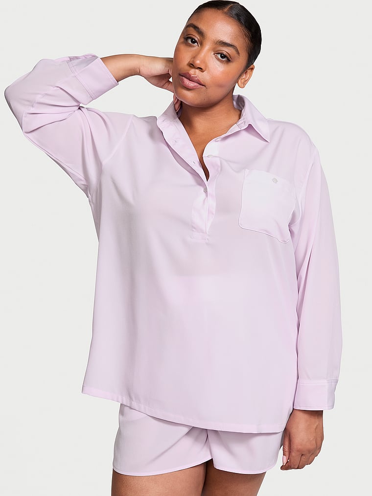 Luxe Crepe Long-Sleeve Sleepshirt