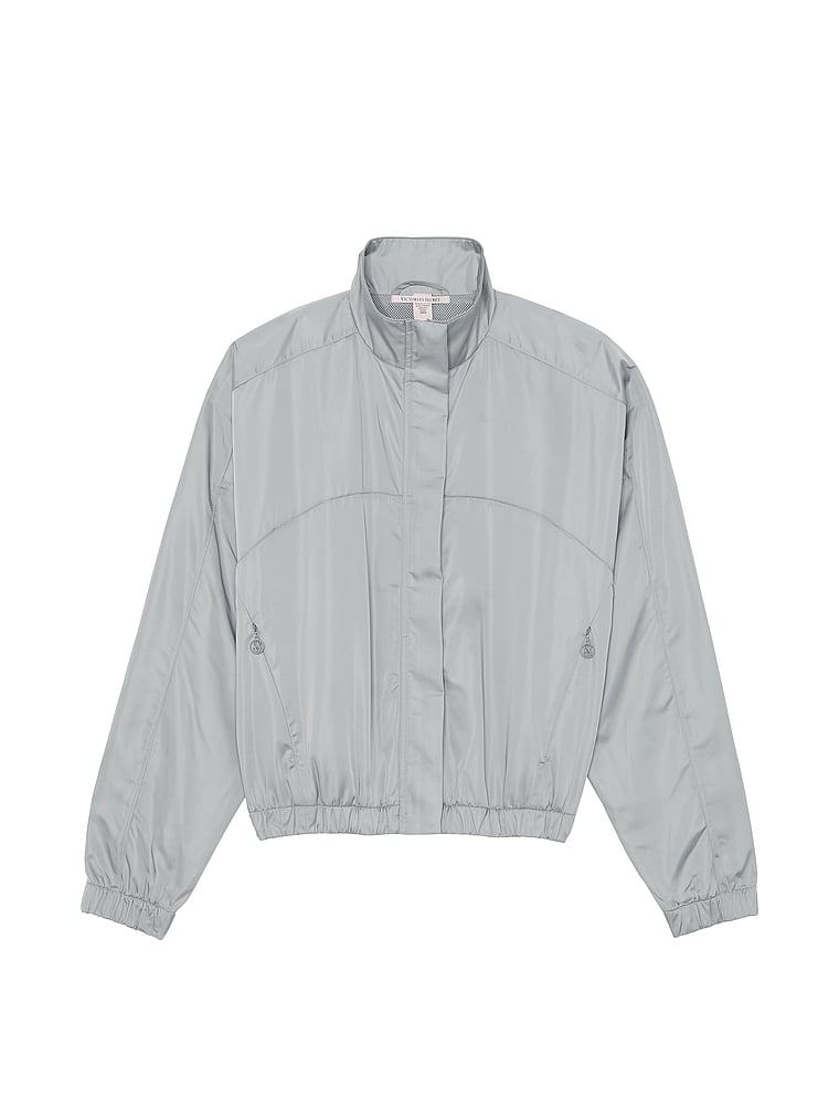 Victoria's Secret, VSX Lux Glossy Sport Full-Zip Jacket, Sterling, offModelFront, 4 of 4