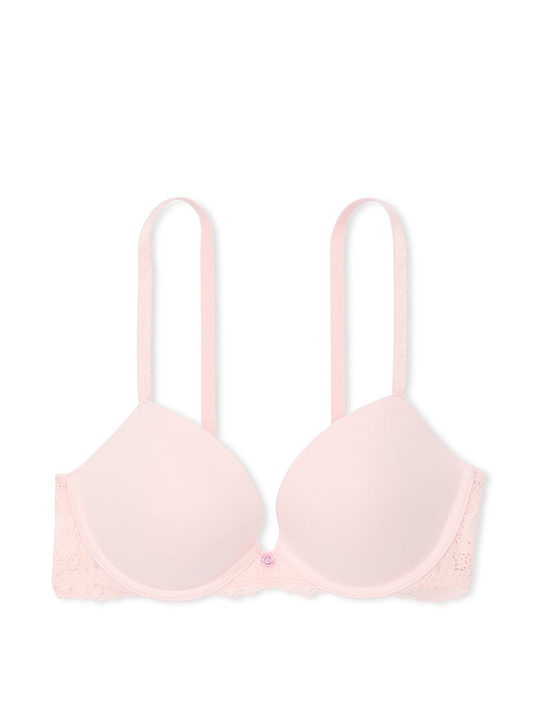 Victoria's Secret, Dream Angels Vintage Blossom Embroidery Push-Up Bra, Purest Pink, offModelFront, 2 of 4