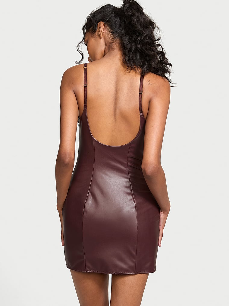 Faux Leather Slip Dress
