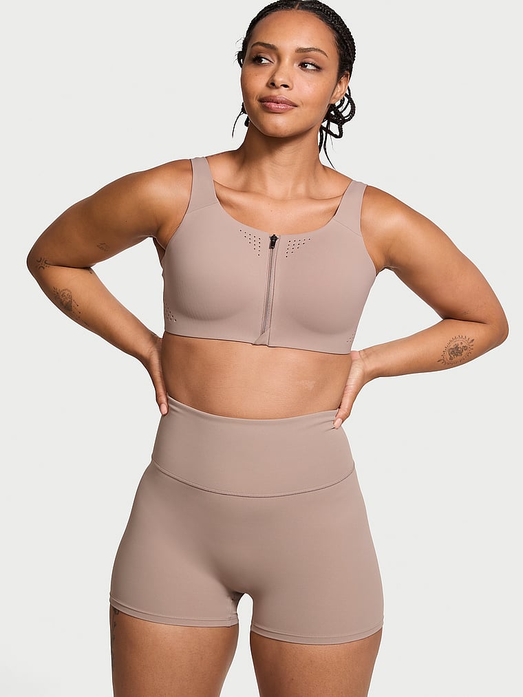 Victoria's Secret, VSX VSX Elevate™ Ultra High-Rise Shorties, Bare Taupe, onModelSide, 3 of 4