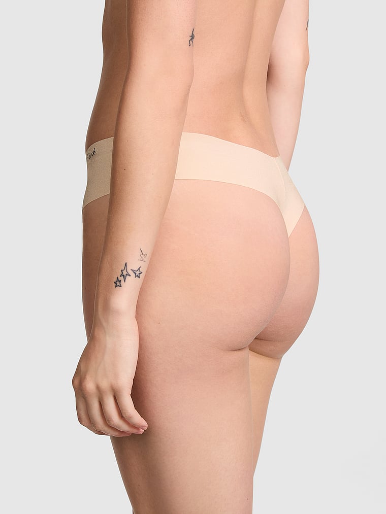 PINK No-Show High-Leg Thong Panty, Marzipan, onModelBack, 2 of 3 Sofia is 5'10" and wears Small