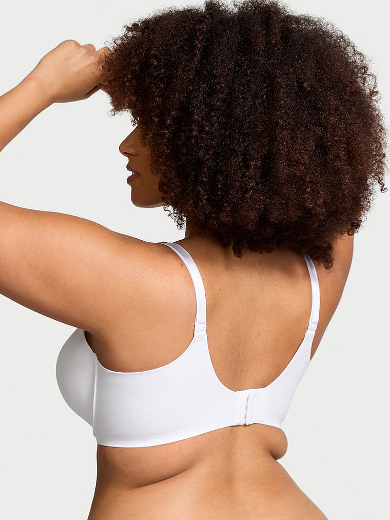 Victoria's Secret, Love Cloud Smooth Lightly Lined Plunge Demi Bra, VS White, onModelBack, 5 of 5 Shadia  is 5'11" or 180cm and wears 38DD (E) or Extra Extra Large