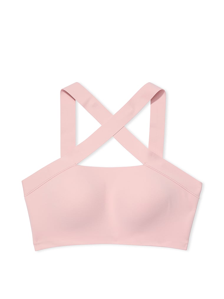 Victoria's Secret, VSX VSX Elevate™ Cross-Strap Bandeau Sports Bra, Chalk Rose, offModelFront, 4 of 4