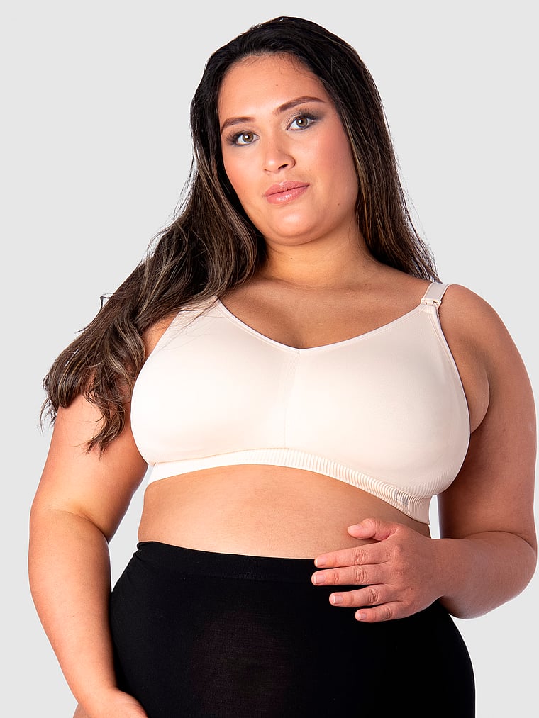 Victoria's Secret, Hotmilk My Everyday Flexfit Wirefree Nursing Bra, Latte, onModelFront, 1 of 3