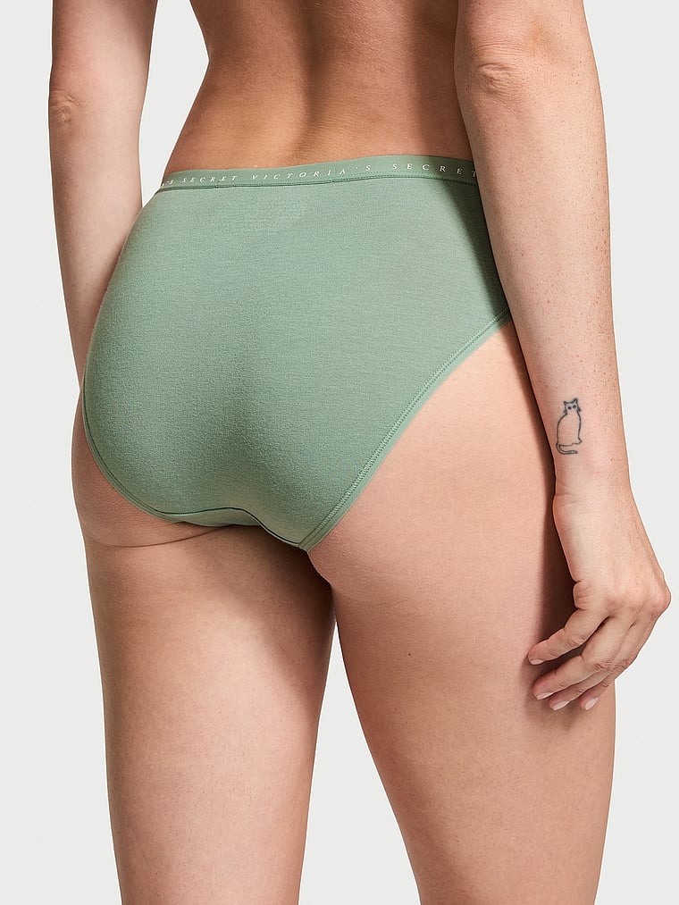 Victoria's Secret, Victoria's Secret Body by Victoria Stretch Cotton Lace-Waist Bikini Panty, Seasalt Green, onModelBack, 2 of 3 Maggie is 5'7" and wears Small