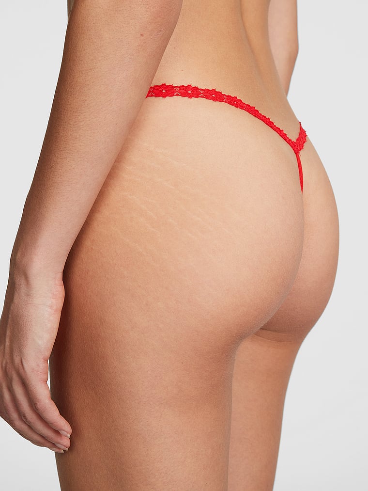 PINK PINK Wink™ V-String Panty, Red Pepper, onModelBack, 2 of 3 Scarlett is 5'11" or 180cm and wears Small