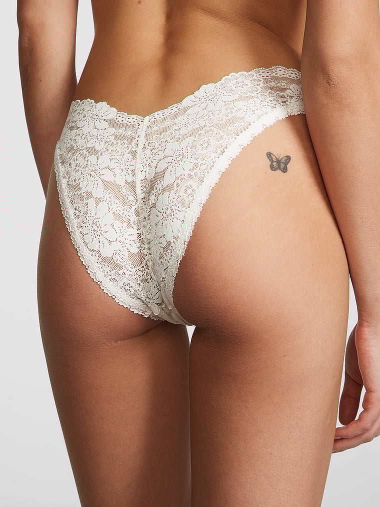 PINK PINK Wink™ V-Front Brazilian Panty, Coconut White, onModelBack, 4 of 4 Scarlett is 5'11" and wears Small