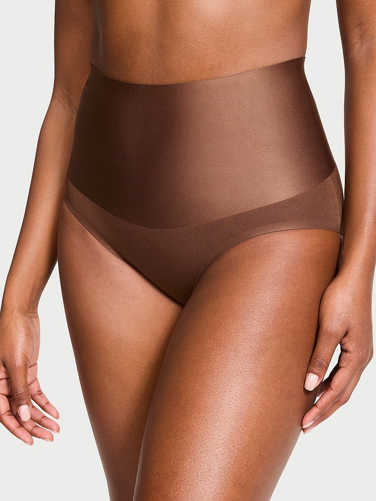 Victoria's Secret, Body by Victoria SmoothingShimmer™ Brief Panty, Ganache, onModelFront, 1 of 3 Tsheca  is 5'9" or 175cm and wears Small