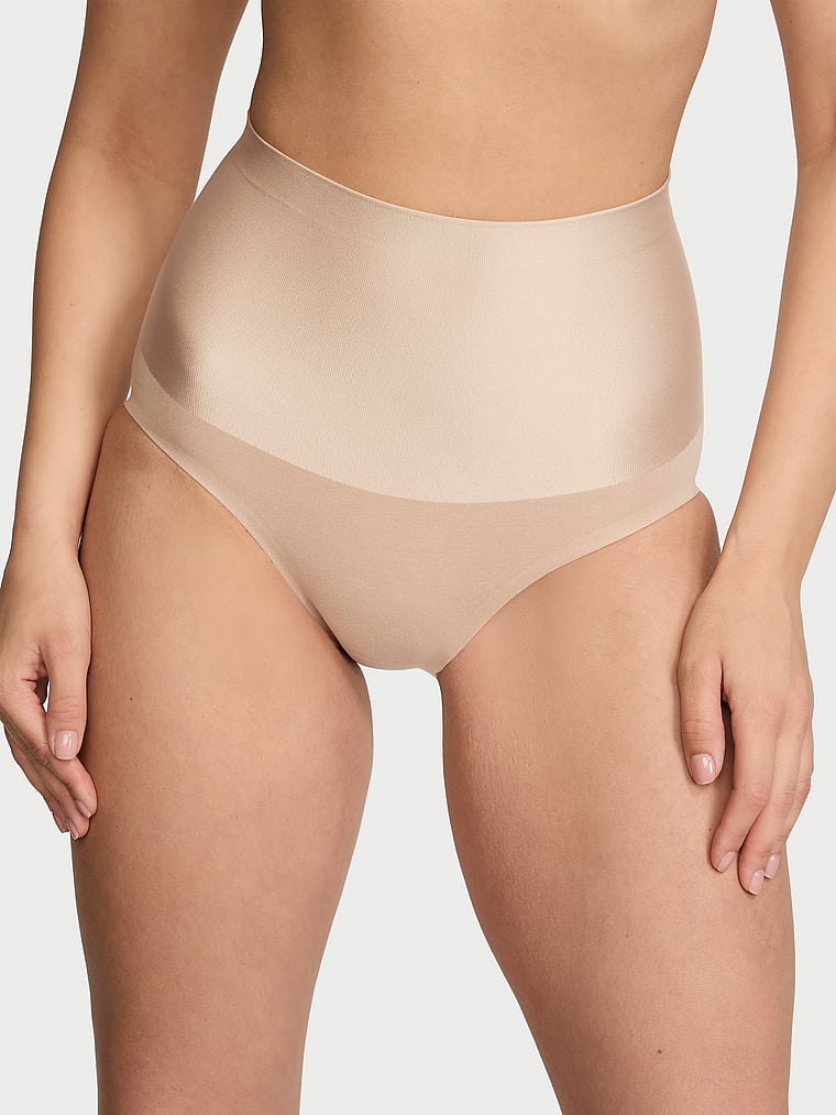 Victoria's Secret, Body by Victoria SmoothingShimmer™ Brief Panty, Praline, onModelFront, 1 of 3 Kiana is 5'9" or 175cm and wears Small