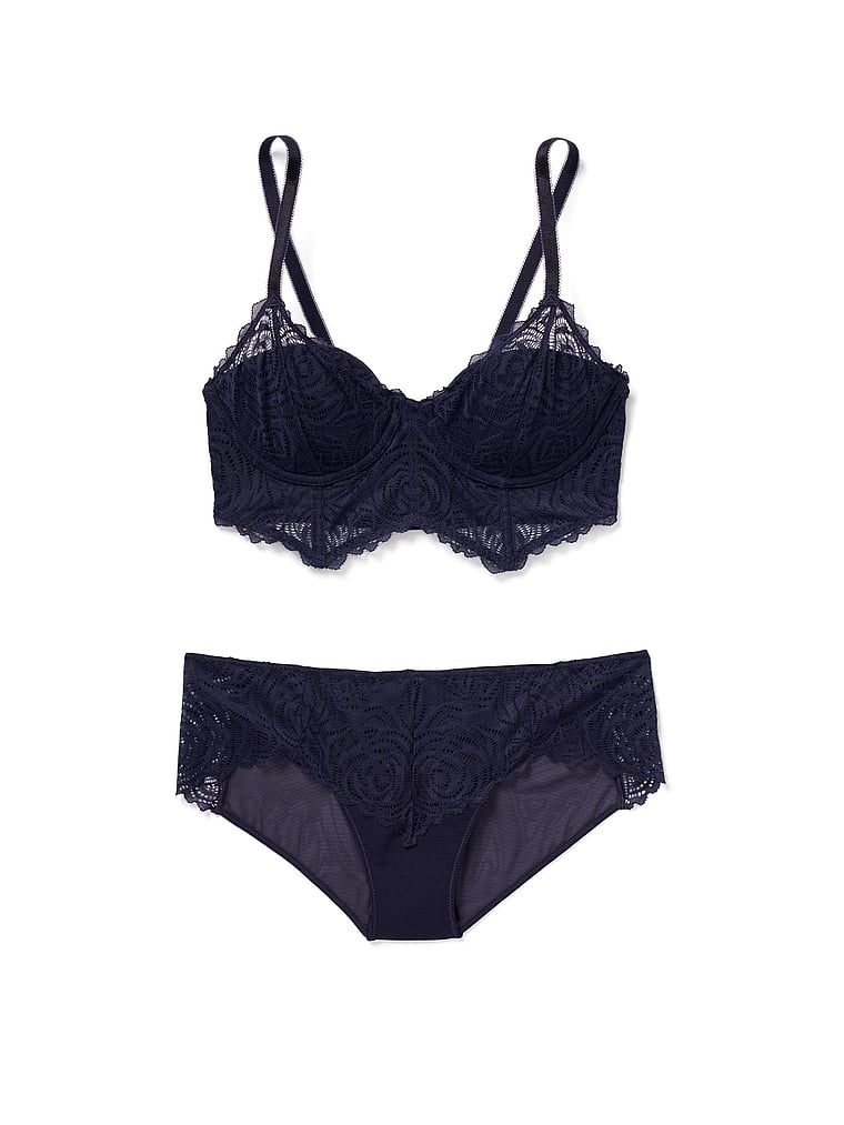 Victoria's Secret, Adore Me Lucinda Lightly-Lined Demi Bra, Evening Blue, offModelFront, 4 of 4
