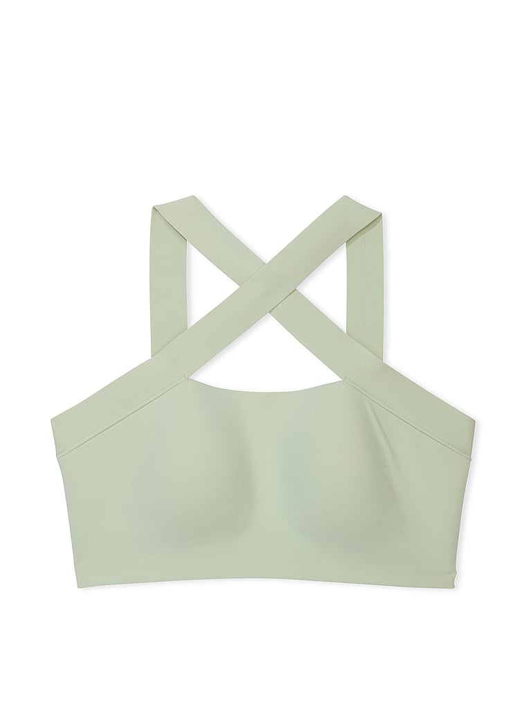 Victoria's Secret, VSX VSX Elevate™ Cross-Strap Bandeau Sports Bra, Soft Green, offModelFront, 2 of 4