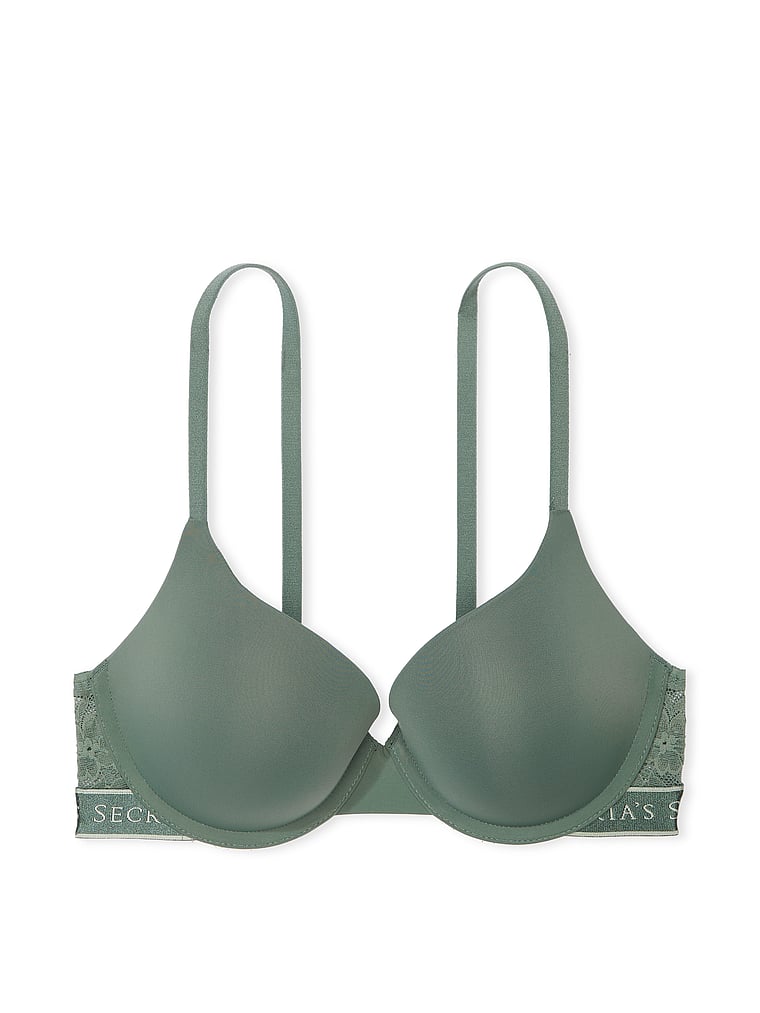 Victoria's Secret, The T-shirt Push-Up Perfect Shape Lace-Trim Bra, offModelFront, 3 of 3