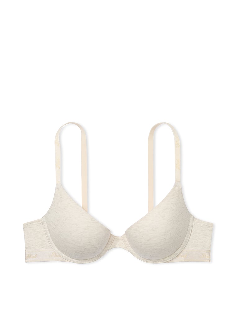 PINK Wear Everywhere Wear Everywhere Push-Up Bra, Natural Heather, offModelFront, 3 of 3
