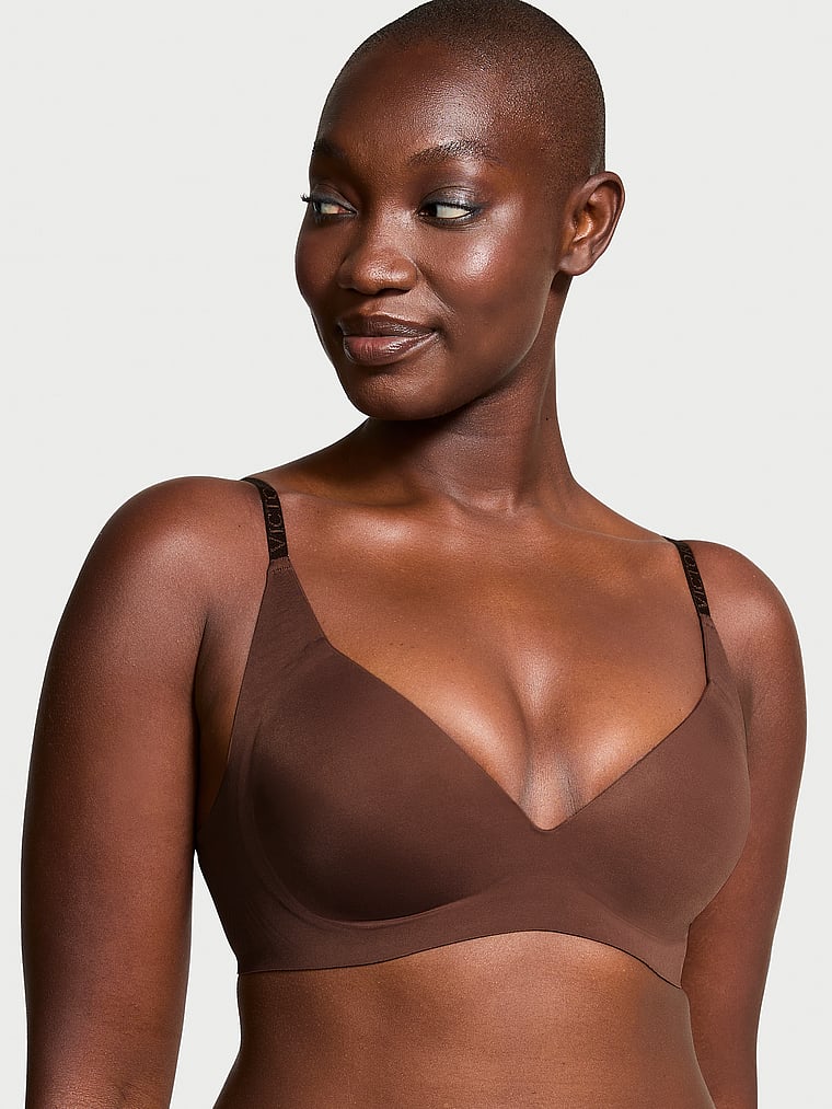 Victoria's Secret, Victoria's Secret Bare Push-Up Wireless Comfort Bra, Ganache, onModelFront, 1 of 3 Arame is 5'11" and wears 34B or Medium
