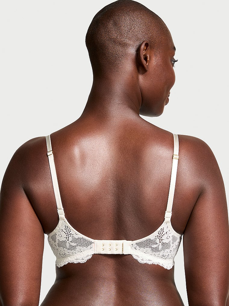 Victoria's Secret, Dream Angels Lace Lightly Lined Demi Bra, Coconut White, onModelBack, 2 of 3 Arame is 5'11" or 180cm and wears 34B or Medium