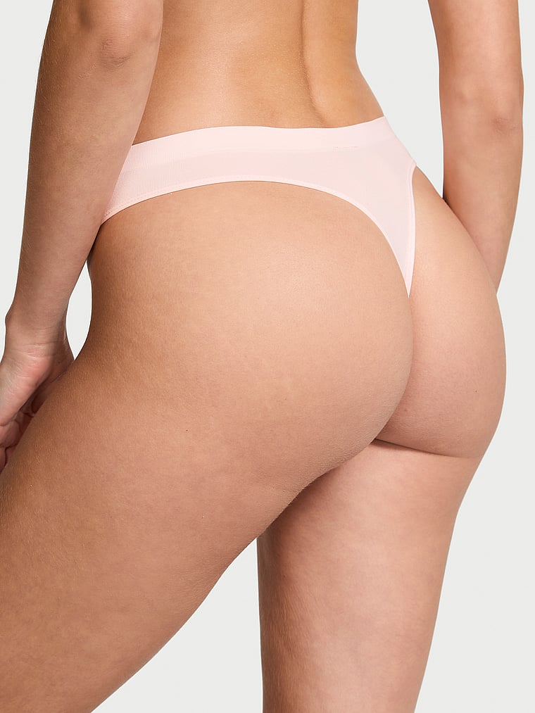 Victoria's Secret, Seamless Seamless Thong Panty, Purest Pink, onModelBack, 2 of 3 Ari is 5'9" and wears Small