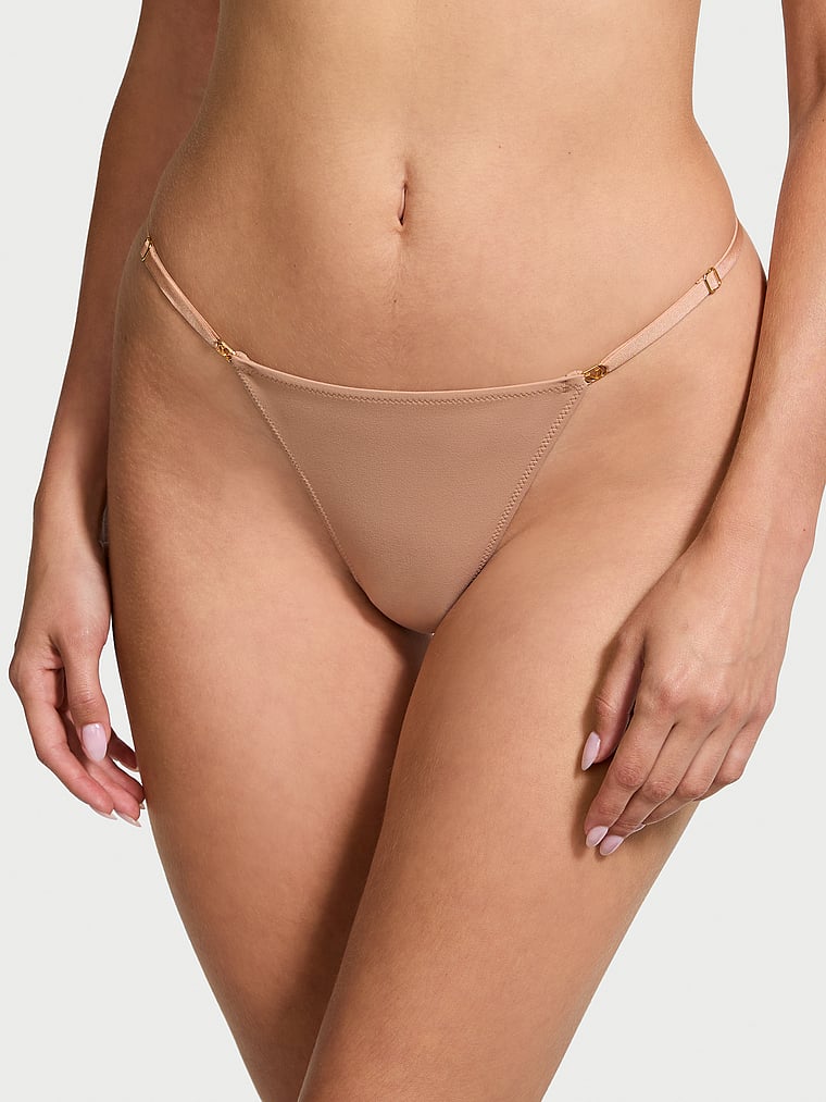 Victoria's Secret, Love Cloud Smooth Adjustable Thong Panty, onModelFront, 3 of 4
