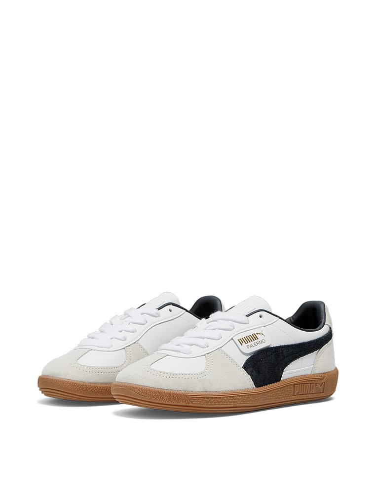 Puma Palermo Leather Sneakers, Puma White-Vapor Gray-Gum, onModelBack, 2 of 3