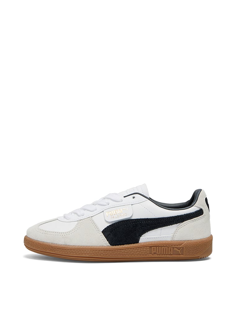 Puma Palermo Leather Sneakers, Puma White-Vapor Gray-Gum, onModelFront, 1 of 3