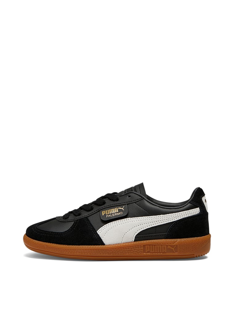 Puma Palermo Leather Sneakers, Puma Black-Feather Gray-Gum, onModelFront, 1 of 3