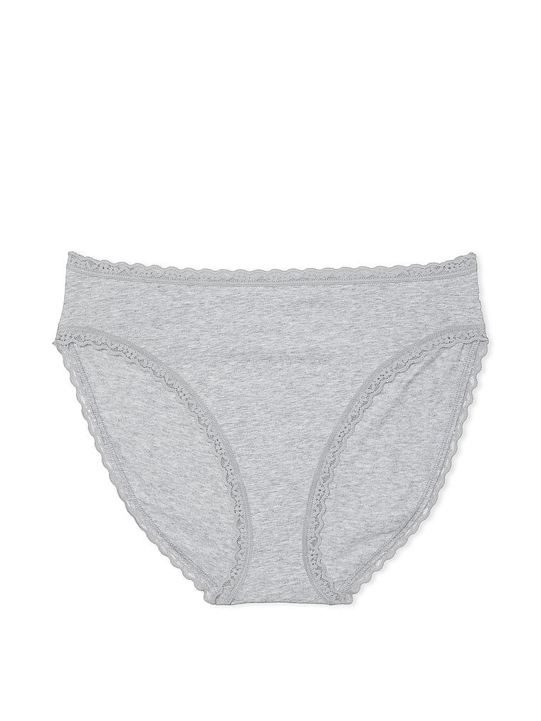 Lace-Trim Cotton High-Leg Brief Panty