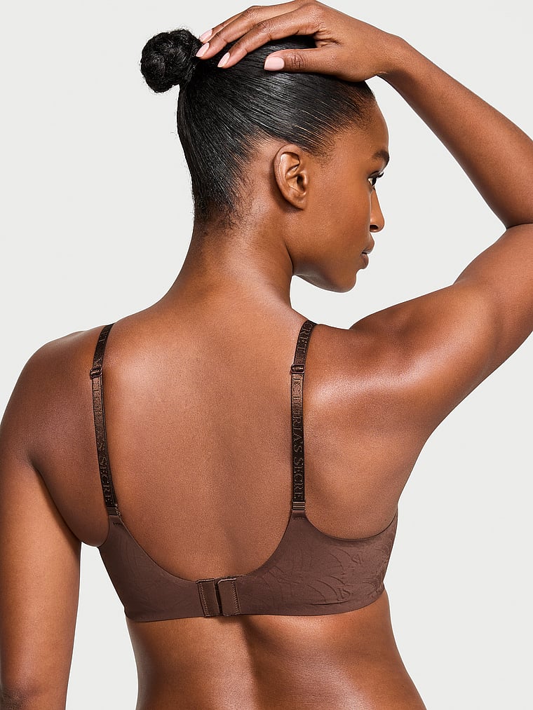 Victoria's Secret, Victoria's Secret Bare Lightly Lined Wireless Comfort Bra, Ganache, onModelBack, 2 of 3 Tsheca  is 5'9" and wears 34B or Small