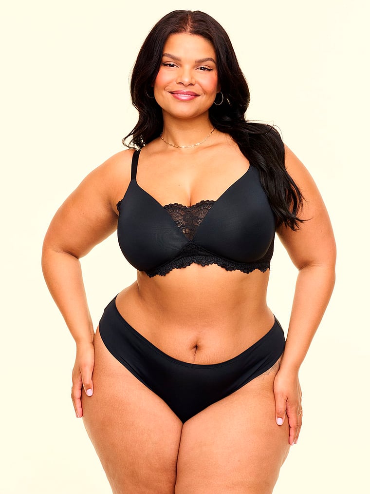 Victoria's Secret, Adore Me Jainey Bikini Panty, Jet Black, onModelFront, 1 of 5